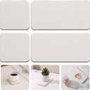 4PCS Quick-Drying Soap Tray for Bathroom Counter, Diatomaceous Earth Stone Drying Tray with Fast Absorption, Multi-Purpose Water Absorbing Stone for Kitchen & Bathroom, White