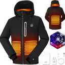 Women's Heated Jacket with Battery Pack 12V 5 in 1 Smart Control Battery Heated Jacket for Women with 6 Heated Zones (Black)