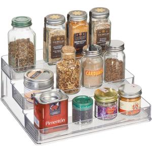 iDesign 3-Tier Spice Rack Organizer for Cabinets, Pantry or Countertop - Clear - Made in USA