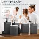 6-Piece Bathroom Set Grey - Stone Textured Resin Bathroom Organizer with Soap Dispenser, Toothbrush Holder, Vanity Tray, Tumbler & Cotton Swab Jars for Small Spaces