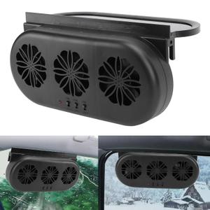 Solar Powered Car Ventilator, Solar Power Car Exhaust Fan with Three Air Outlet, Air Vent Radiator Car Window Solar Cooling Vent Exhaust Cooler Ventilation (Black), Oreileta1r57xwb4k-11