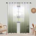KOUFALL Sage Green Curtains 84 Inches Long for Bedroom Living Room,White and Light Green Ombre Pattern Boho Sheer Sliding Door Curtains 2 Panel Sets