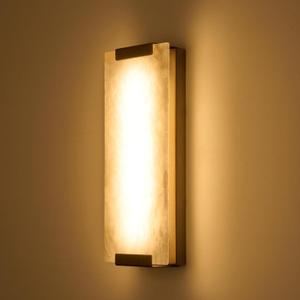 14.2in Alabaster Wall Sconce, Large Natural Marble Wall Light Decor, LED Modern Wall Lamp for Bedroom, Stairs, Living Room, Vanity, Bedside, Hallway (Brushed Bronze 12W)