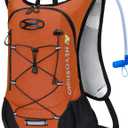 Lightweight Hydration Backpack, Running Backpack with 2L Water Bladder, Hydro Water Daypack for Cycling Hiking Rave for Men Women (Orange)