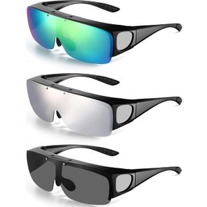 Frienda 3 Pcs Flip Glasses Polarized Sports Sunglasses Cover-up Tac Sunglasses for Men Women Driving Fishing