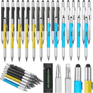 30Pcs Multitool Pen Bulk 6 In 1 Multi Tool Pen with Ruler, Level Gauge, Ballpoint, Stylus, Screwdriver Slotted Screwdriver for Men Husband Father's Day Birthday Halloween Christmas Thanksgiving Gifts