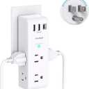 Surge Protector Outlet Extender with Rotating Plug - One Beat 6 AC Multi Plug Outlet with 3 USB Ports (1 USB C), 1800J Wall Charger, 3-Sided Power Strip Spaced Outlet Splitter for Home Office Travel (White)