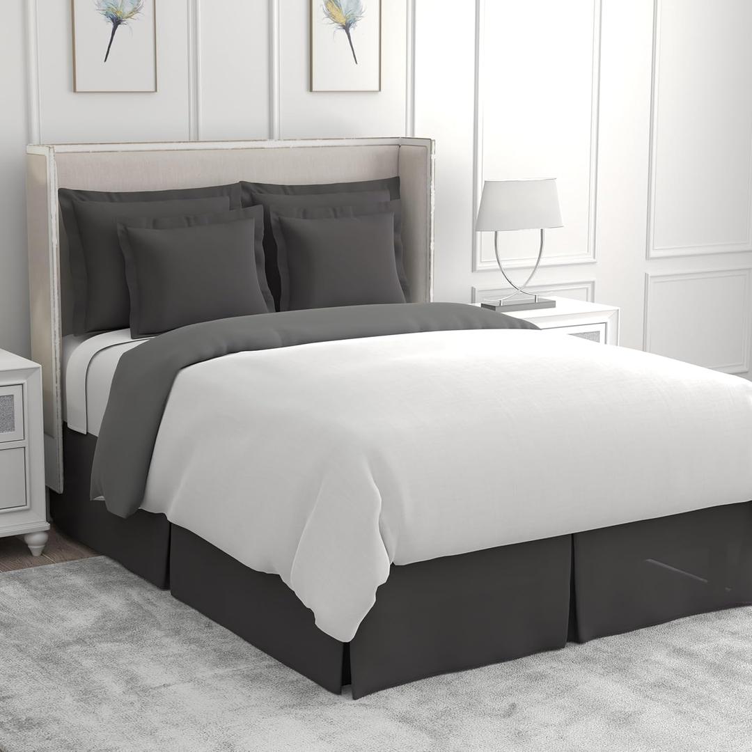 Bed Makers Never Lift Your Mattress Microfiber Wrap-Around Bed Skirt, Tailored Style, Classic 14 Inch Drop Length, California King, Grey