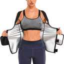 TrainingGirl Women Sweat Vest Waist Trainer Trimmer Belt Weight Loss Hot Sauna Suit Zipper Workout Tank Tops Slim Body Shaper 2XL