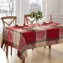 Elrene Home Fashions Prestige Poinsettia Jacquard Woven Cotton Christmas/Holiday Rectangle Tablecloth, 60"x102"