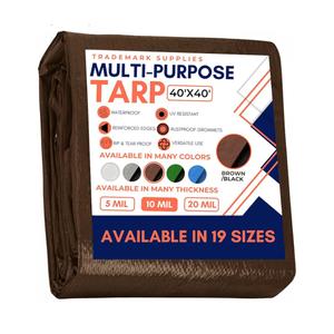 Tarp Cover Brown/Black Heavy Duty 40X40 Thick Material, Waterproof, Great for Tarpaulin Canopy Tent, Boat, RV Or Pool Cover (Heavy Duty Poly Tarp Brown/Black)