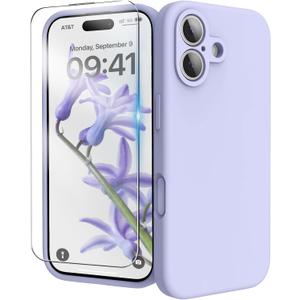 for iPhone 17 Case, Liquid Silicone Cover with Camera Protection Anti-Scratch Soft Microfiber Lining Shockproof Protective Phone Case for iPhone 17 6.3", Lilac