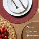 FunWheat Round Braided Placemats Set of 4 Table Mats for Dining Tables Woven Washable Non-Slip Place mats 15 inch(Wine,4pcs)
