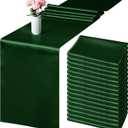Aneco 16 Pack Satin Table Runner 12 x 108 Inch Black Green Long Wedding Satin Silk Table Runner for Wedding Banquet Graduations Birthday Party Decoration