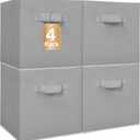 STORAGE MANIAC Storage Cubes, 11 Inch Collapsible Storage Bins with Handles, 4 Pack Fabric Foldable Bins for Organization, Durable Storage Bins for Closet, Shelves, Offices, Toys, 4-Pack Grey