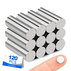 Small Magnets, 120 pcs, Refrigerator Magnet 10x2mm Rare Earth Magnets Neodymium Magnet for Crafts, Whiteboard, Kitchen Cabinet