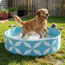 Foldable Dog Pool for Large Dogs, Kiddie Pool Hard Plastic Collapsible Dog Pool, Heavy Duty 0.5mm PVC with Non-Slip Bottom, Portable Kiddie Pool for Dogs, Pet Bath Tub for Backyard Summer, BL 47