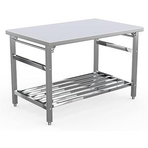 48x30 in NSF Stainless Steel Folding Table Heavy-Duty Commercial Prep Table for Kitchen, Restaurant & Home, 500 LBS Capacity with Adjustable Undershelf, Easy to Assemble