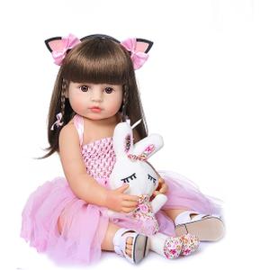 Wamdoll 22 inch 55CM Realistic Sweet Face Real Baby Size Reborn Toddler Newborn Girl Doll Crafted in Silicone Vinyl Full Body Children Birthday