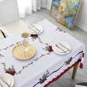 Wewoch Christmas Tablecloth 60"x120" Water Resistant Polyester Table Cloth with Ribbon Print Ideal for Indoor Dining Holiday Dcor