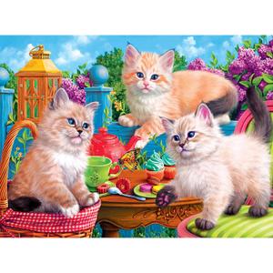 RoseArt - Fancy Cats - Kitten Tea Party - 750 Piece Jigsaw Puzzle for Adults