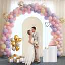 Gawicpy Wedding Arch Backdrop Stand Set Metal Arch Backdrop Stand with Wedding Arch Cover, Wedding Balloon Arch Backdrop Stand for Birthday, Baby Shower, Anniversary (Beige, 5.9FT+6.6FT+7.2FT)