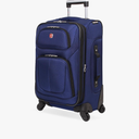 SwissGear Sion Softside Expandable Luggage – Carry-On Suitcase with 360 Degree Wheels & Retractable Handle – 21 Inch, Perfect for 1-3 Night Trips – Blue