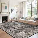 RUUGME 8x12 Washable Area Rug for Living Room,Indoor Large Boho Rugs for Bedroom Non Slip Stain Resistant Carpet for Dining Room/Office/Nursery Soft Home Decor Lightweight Floor Mat 8X12 Black