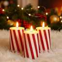 Baquler 3 Pcs Christmas Flameless Candles Candy Cane LED Pillar Candle Peppermint Glitter Stripe Red and White Battery Operated Candlestick for Xmas Party Holiday Table Centerpiece Home Decoration