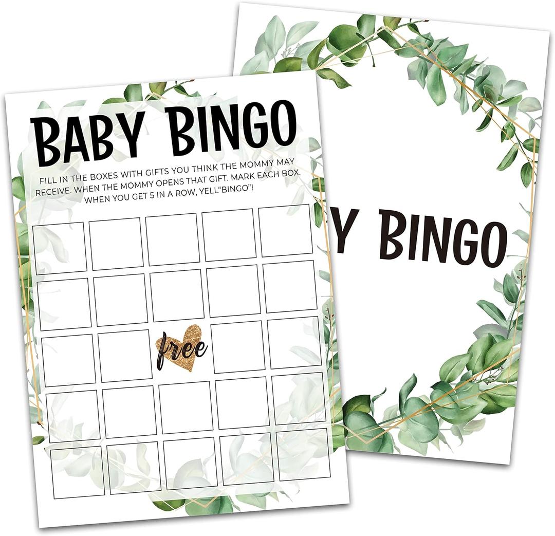 Baby Shower Game Cards, Tropical Jungle Theme Baby Bingo Game, Set of 30 Cards (5" x 7", Green006)