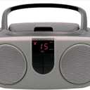 Sylvania SRCD243 Portable CD Player with AM/FM Radio, Boombox (Silver)