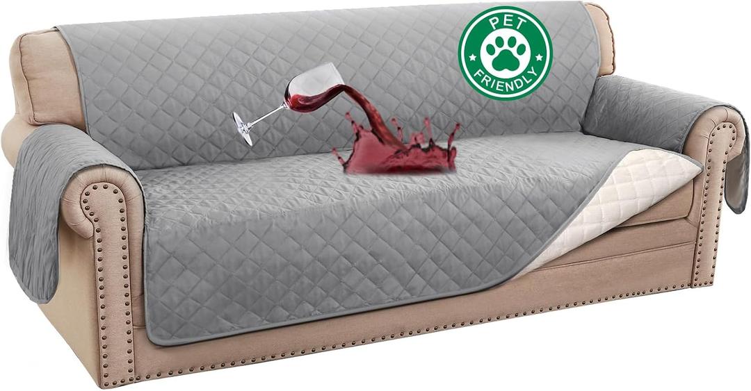 Turquoize 100% Waterproof Sofa Covers Couch Cover Sofa Cover for Dogs Couch Protector Triple Non-Slip Sofa Slipcover for 3 Cushion Couch Furniture Protector for Pets, Kids, Dog (Sofa 70", Dove Gray)