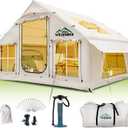 Inflatable Tent with Skylight, Quick Setup Blow Up Tents with Pump, Hot Tent with Stove Jack, Waterproof Oxford Inflatable House for Camping, Air Glamping Tents for Camping Adult 4-6 Person