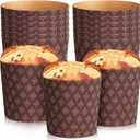 Nuanchu 12 Pcs Easter Panettone Paper Pan Mold 4.3 W x 4.3 H for Easter Cakes Baking Molds Round Bread Corrugated Forms for Kitchen Muffin Cup Kulich Paska Cupcake(Flower)