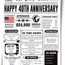 3 x Happy 40th Anniversary Card Gifts for Women Men, Jumbo 40th Wedding Anniversary Card Gift Ideas for Grandfather Grandmother, Retro 40 Year Old Anniversary Card for Husband Wife