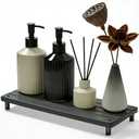 Durable Kitchen Sink Organizer, Instant Dry Sink Caddy for Bathroom Counter, Diatomite Stone Drying Tray, Upgrade Water Absorbing Stone Tray for Sink, Anti-Slip Stone Soap Tray -Dark Gray