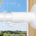 Tension Curtain Rod 51-126 Inch, Long Curtain Rod No Drilling for Window or Bathroom, Outdoor Curtain Rods for Patio Tension Rods, Easy to Install, Never Rust, Rod Diameter 1.26 Inches - White