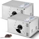 Qualirey 2 Pieces Mousetrap with Clear Lid Multiple Catch Mouse Trap Metal Mouse Trap Box for Indoor Outdoor and Other Scenes, Silver, 9.25 x 7.2 x 5.39 Inch