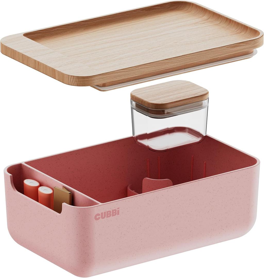 Cubbi - Airtight Box with Tray - Silicone Seals - 100% Air-Tight Storage Box with Accessories Pink