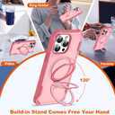 Compatible with iPhone 14 Pro Max Case 6.7'' with Magnetic Ring Stand [Military Drop Protection][Compatible with MagSafe] Shockproof 14 Pro Max Phone Case for Men Wowen,Pink
