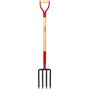 Garden Fork,4-Tine Spading Fork,Compost Fork,Steel Digging Fork,45Inch,Steel Y-Grip,Wooden Handel