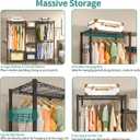 Heavy Duty Garment Rack, Portable Wardrobe Clothes Rack Freestanding Adjustable Clothing Rack with 7 Tiers Adjustable Wire Shelving and 4 Hanger Rods, Max Load 920LBS