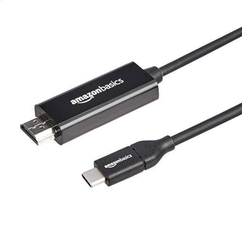 Amazon Basics Uni-Directional USB-C (Source) to HDMI (Display) Cable Adapter (Thunderbolt 3 Compatible) 4K@30Hz, 3 feet, Black