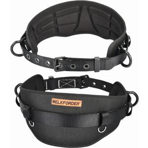 Tongue Buckle Body Belt (Aluminum Hardware) With Hot-Pressing Waist Pad and 2 Aluminum Side D-Rings Personal Protective Equipment | Waist Fitting Size 32'' to 50''