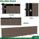 5'Hx12'W Outdoor Freestanding Privacy Screen Fence Panels with Iron Poles, Mesh Shade Net Cover Temporary Fencing for Patio Backyard Garden Deck, Brown