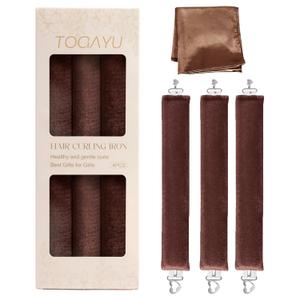 Heatless Curls, Heatless Curls Overnight Hair Care Set - Jumbo Velvet Hair Curlers to Sleep In, Soft Heatless Curling Rods for All Hair Types (Brown)