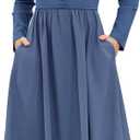 GRACE KARIN Girls Fall Long Sleeve Dresses Teen Girl Blue Maxi Casual Dress Kids Formal Party Dress Size 13-14