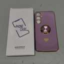 for Samsung Galaxy S23 FE 5G Case with 2 Pack Screen Protector, 360 Rotatable Ring Holder [Luxury Hearts Pattern] Plating Gold Edge Slim Soft Phone Cover Case for Galaxy S23 FE - LightPurple