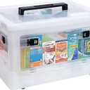 Extra Large Medicine Storage Box with Handles, First Aid Box Clear Medical Supply Organizer with Removable Tray, Multipurpose Plastic Medicine Chest with Wheels (20QT)