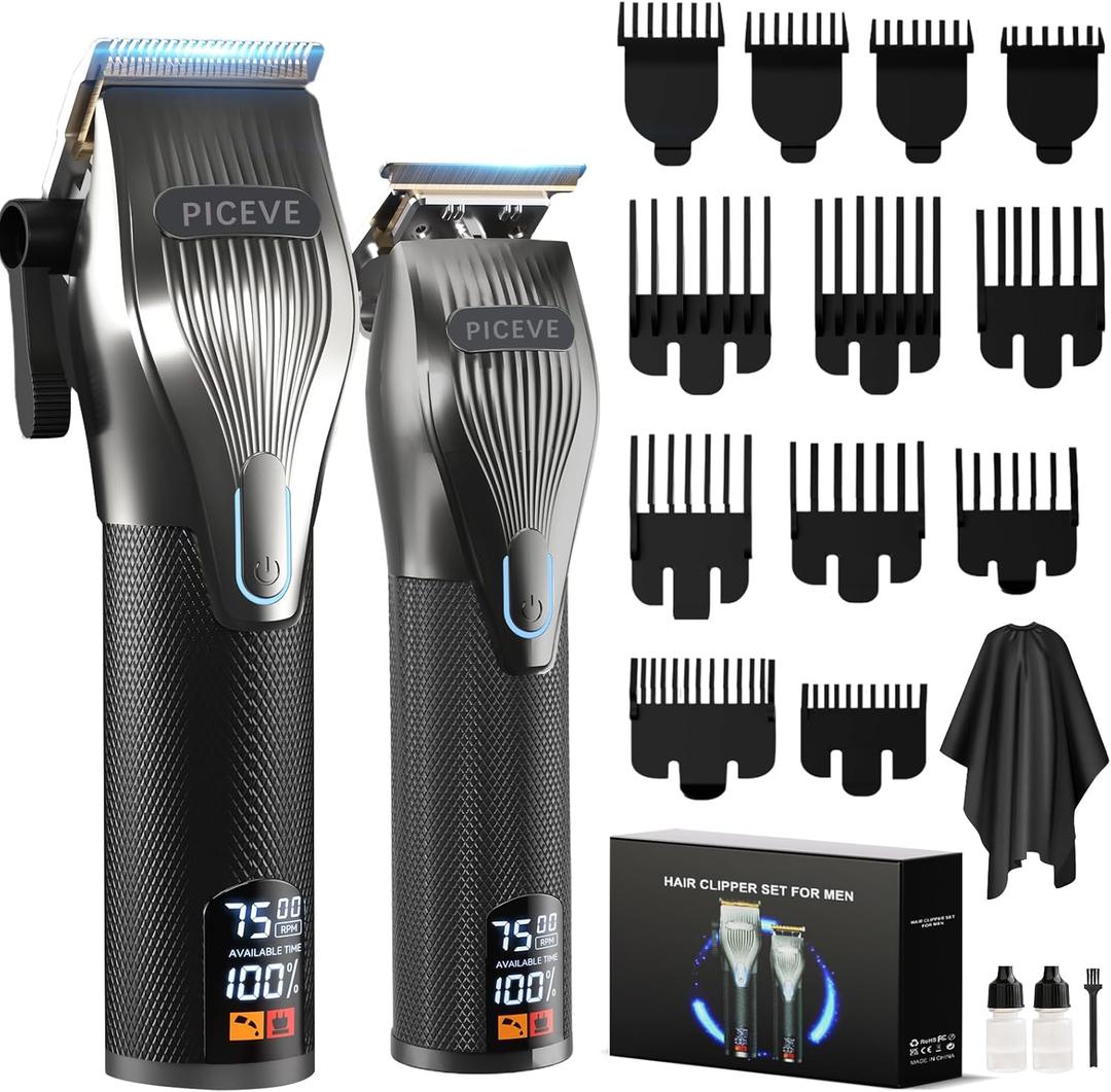 Hair Clipper for Men, Professional Electric Hair Cutting & Trimmers Set with 7500RPM Powerful Motor & LCD Display, Men's Cordless Hair Grooming Kit Barbers Haircut, Gift for Birthday Christmas